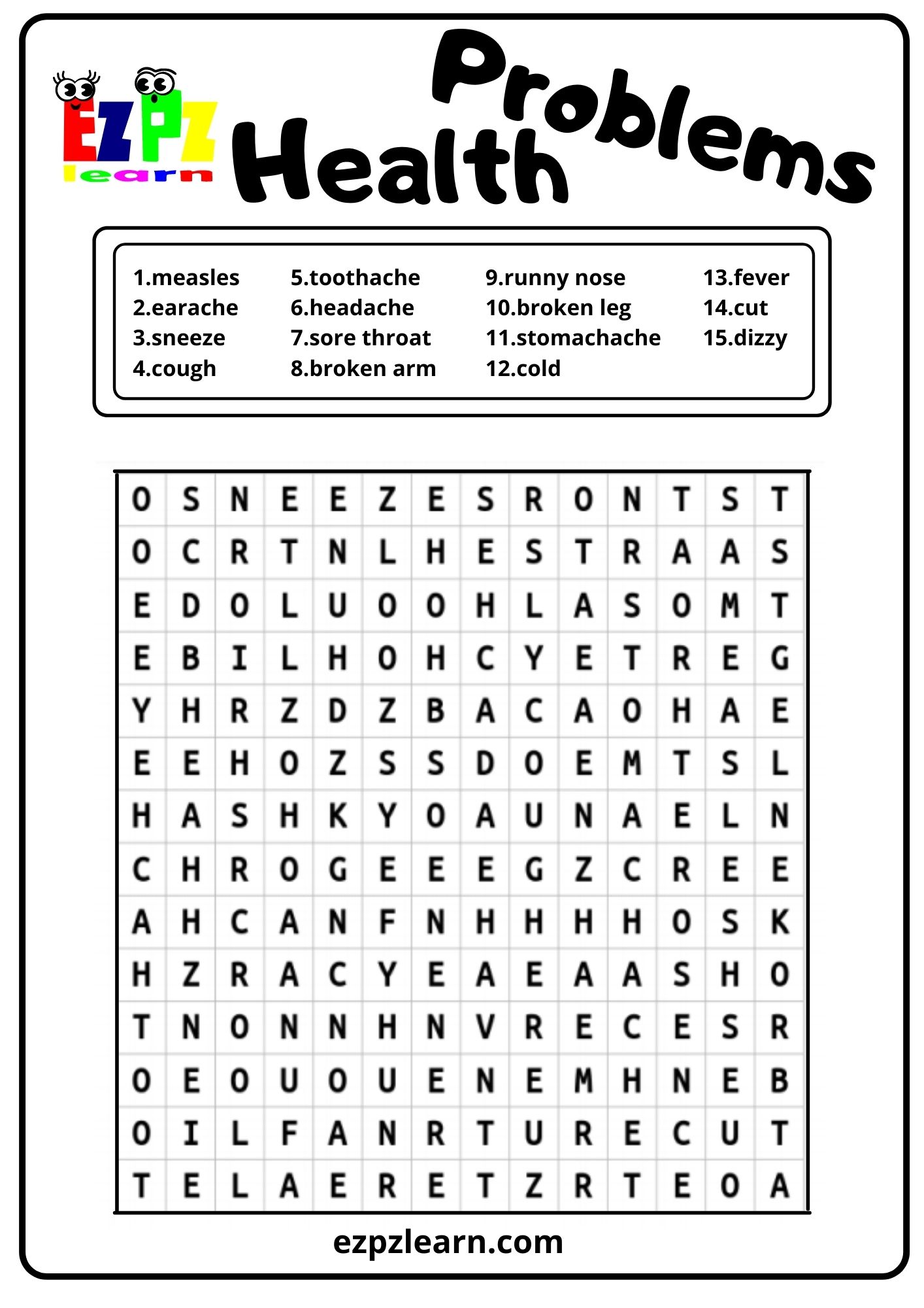 health-problems-word-search-ezpzlearn